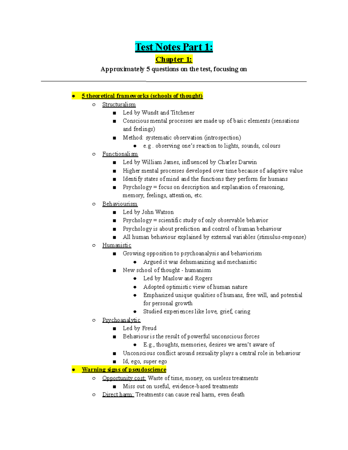 Test notes chapter 14 Test Notes Part 1 Chapter 1 Approximately 5