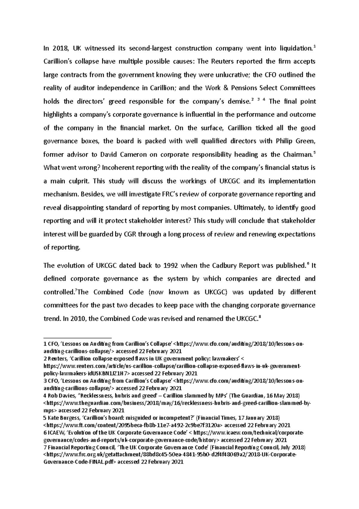 Company Law - UK Corporate Governance Code - In 2018, UK witnessed its ...