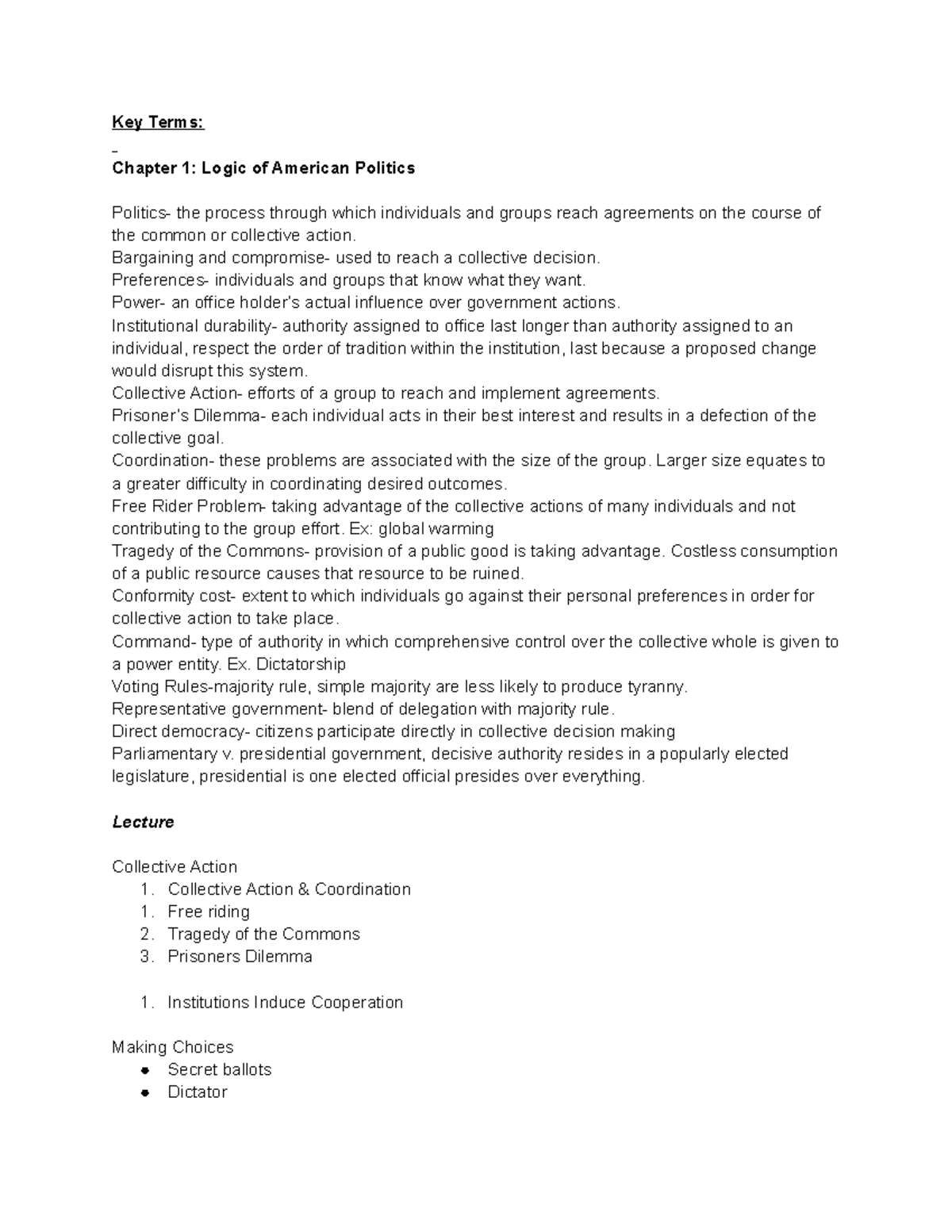 Copy Of 21A Midterm 1 Review - Key Terms: Chapter 1: Logic Of American ...