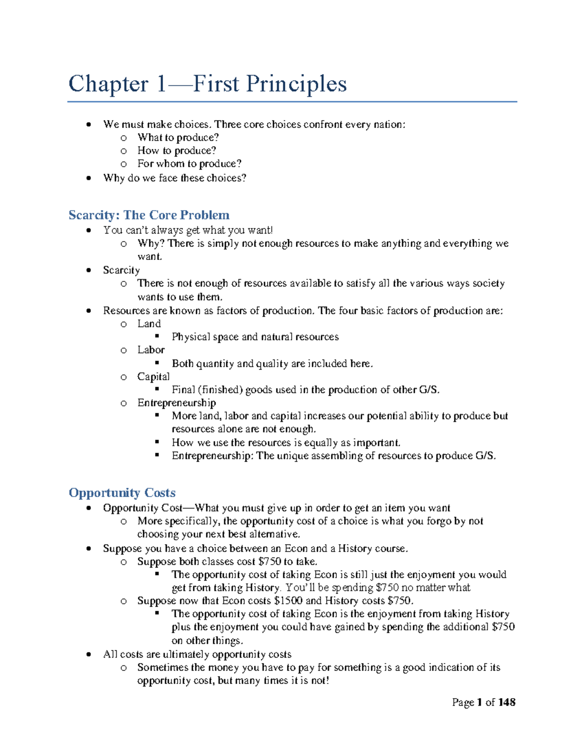 17FA ECON101 Notes - Entire Course Final Exam Prep Guide - Chapter 1 ...