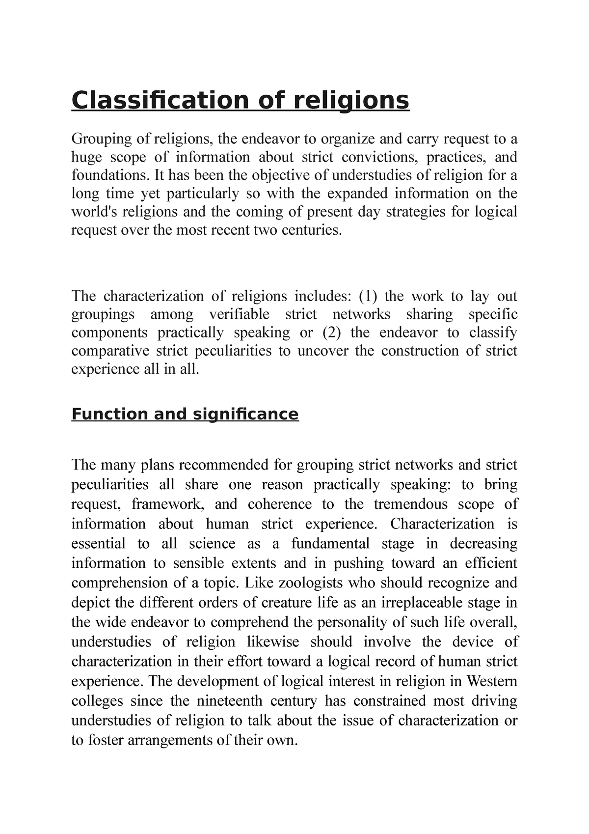 Classification of religions - Classification of religions Grouping of ...