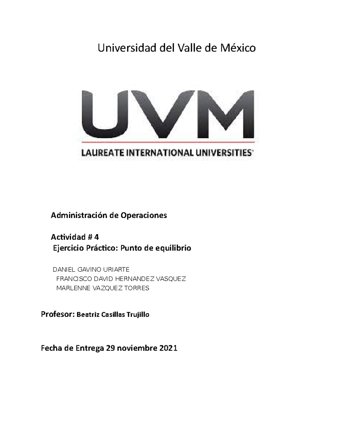 A4 Actividad Numero Cuatro Realizada En Equipo - Universidad Del Valle ...