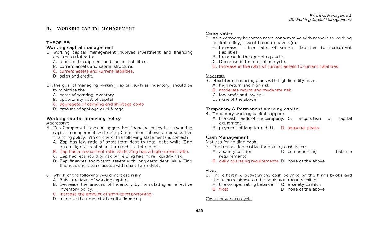 14 X11 FM B Working Capital Management - Managerial Advisory Services ...