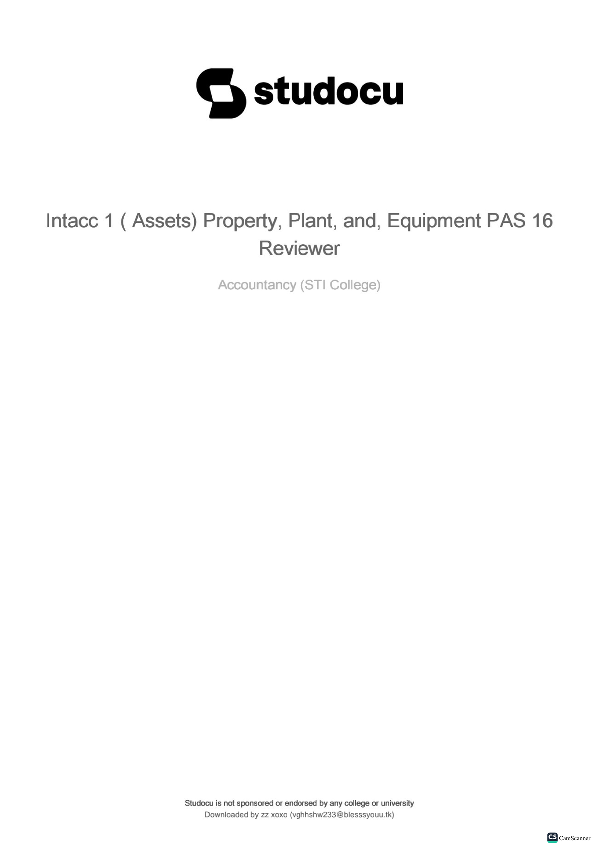Intacc 1 assets property plant and equipment pas 16 reviewer 1 - Bsa ...
