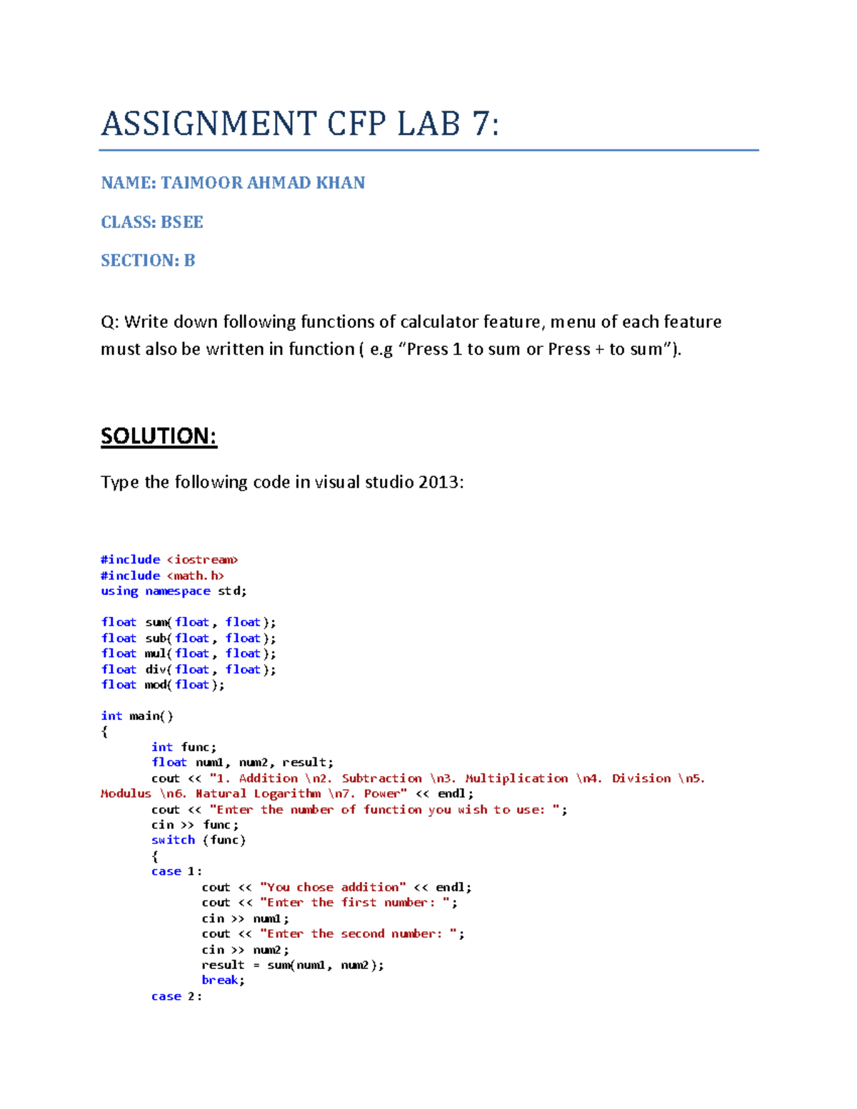 Assignment 4 Lab 7 - Lecture Notes 1,2 - Warning: TT: Undefined ...