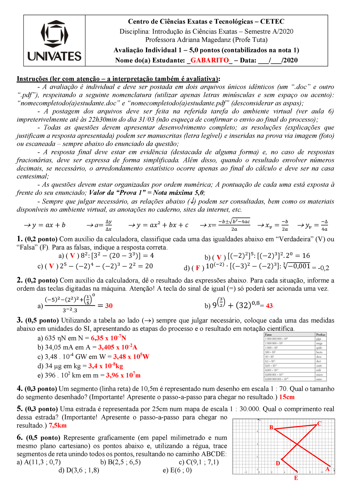 DOC) Lista de Exercícios – 1º médio Física NOTAÇÃO CIENTÍFICA