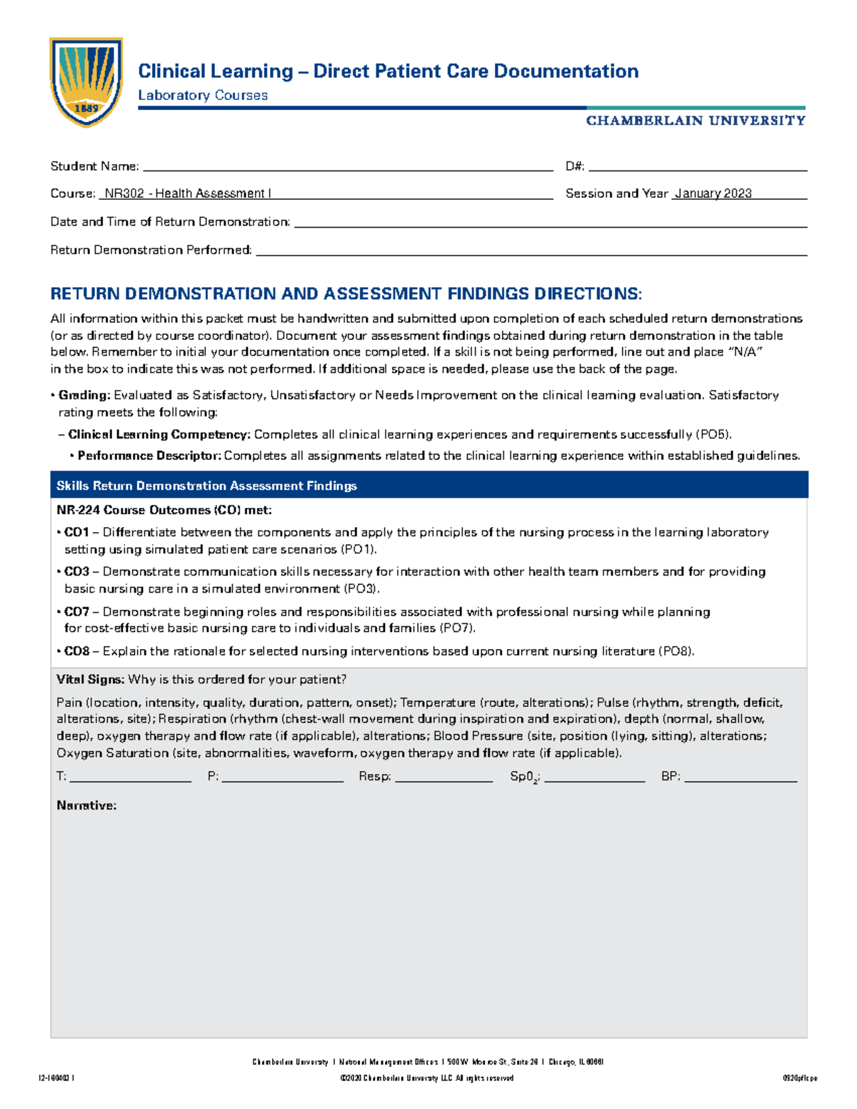 January+2023+Direct+Patient+Care+Documentation - Chamberlain University ...