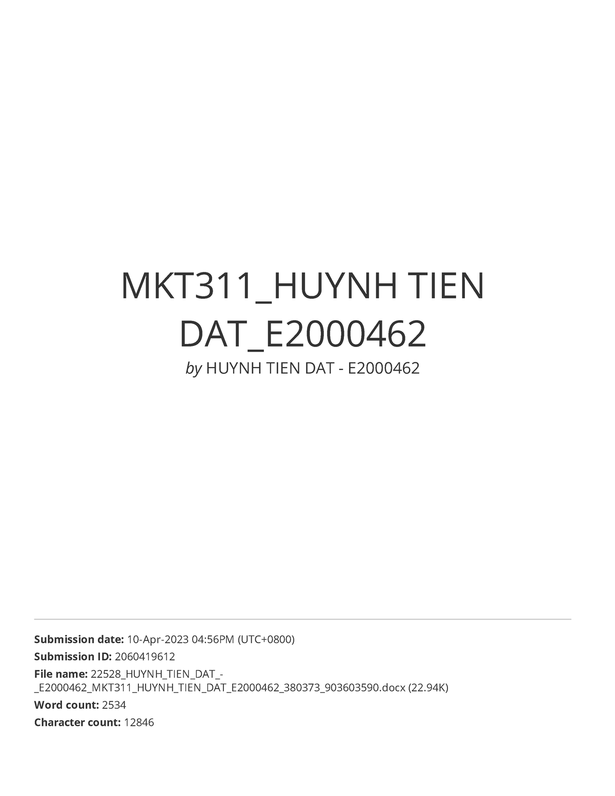 MKT311 Huynh TIEN DAT E2000 462 - MKT311_HUYNH TIEN DAT_E by HUYNH TIEN ...