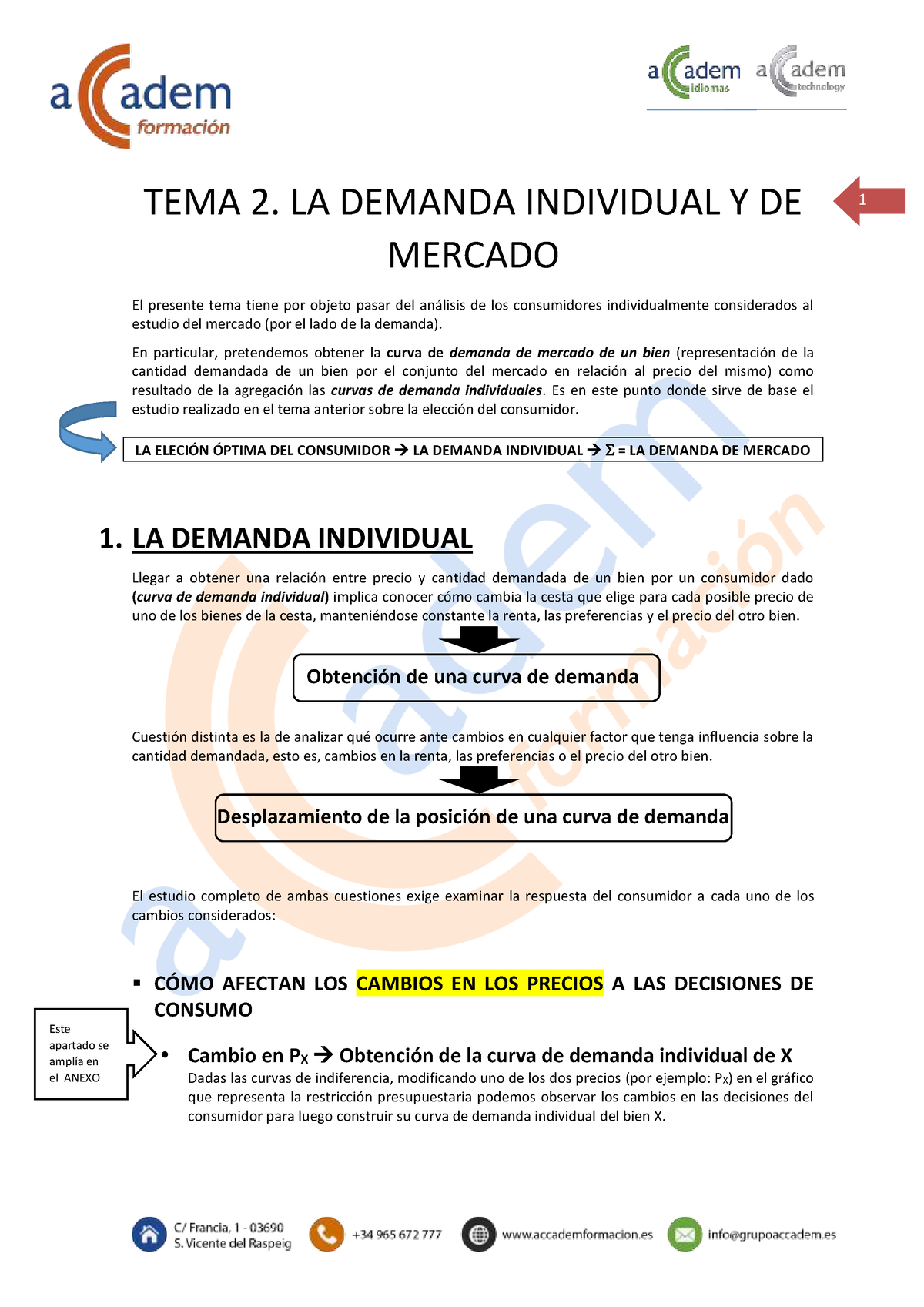 Teoría T2 1 1 Tema 2 La Demanda Individual Y De Mercado El Presente Tema Tiene Por 1458