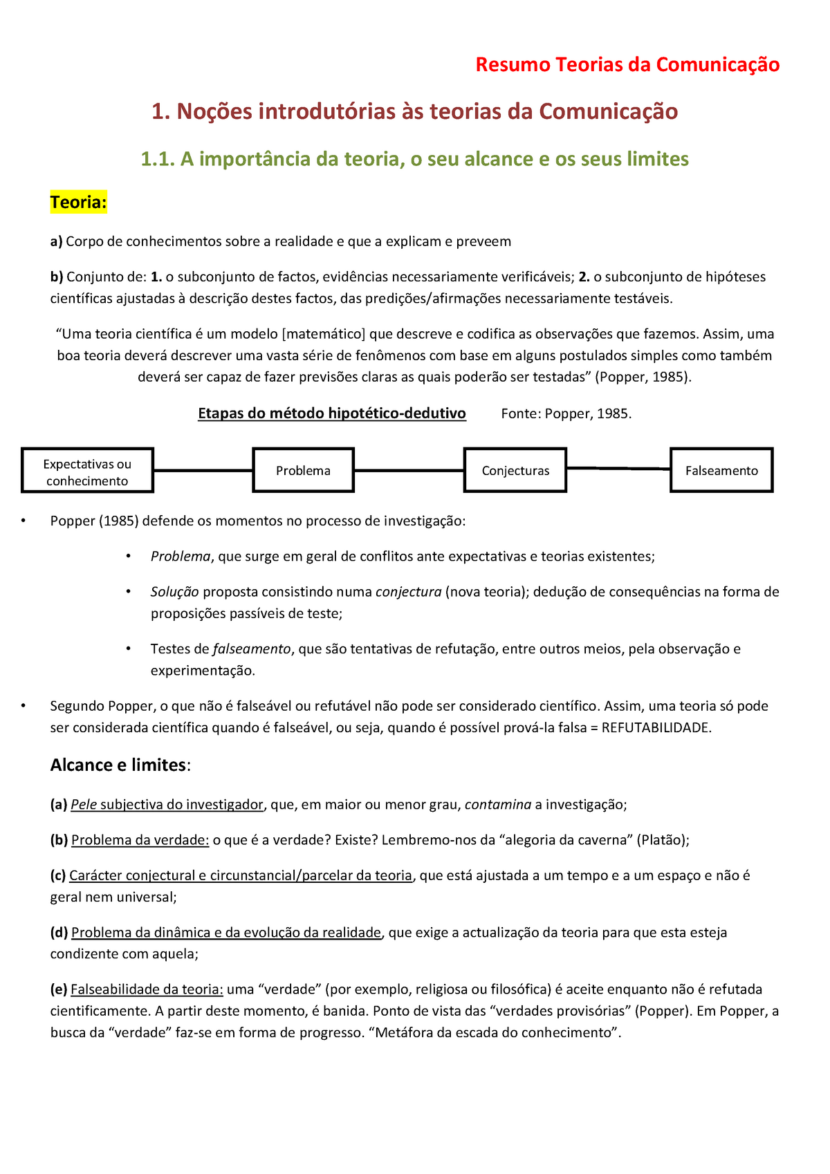 Resumo Teorias Da Comunicação Resumo Teorias Da Teorias Da A Da Teoria O Seu Alcance E Os 6714