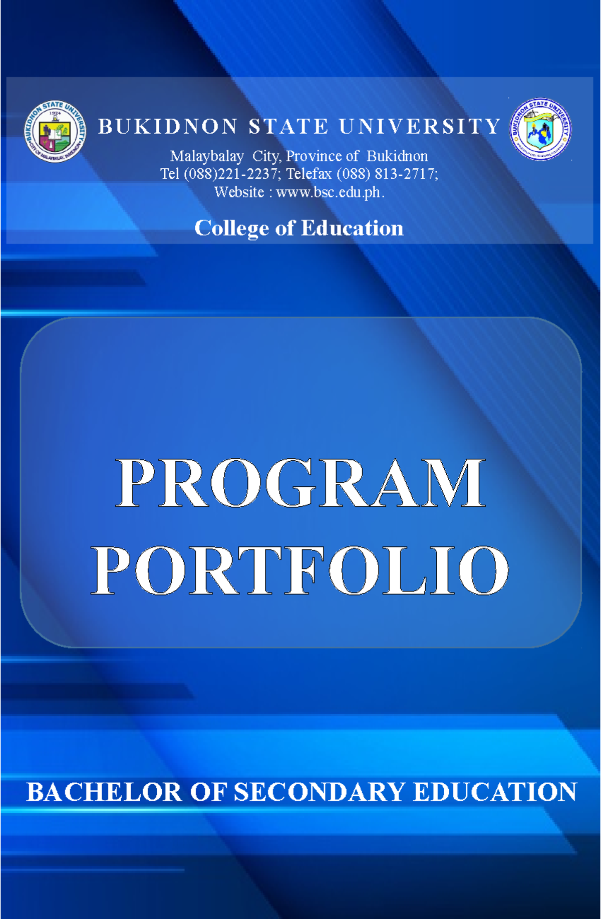 Portfolio cover portfolio cover BSED Science BSU Studocu