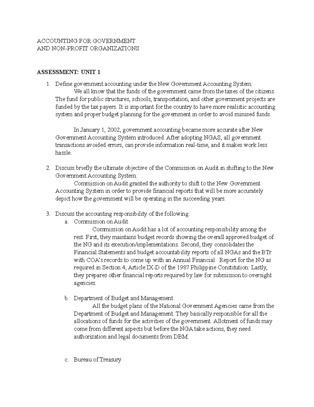 Accounting for gov ACCOUNTING FOR GOVERNMENT AND NONPROFIT