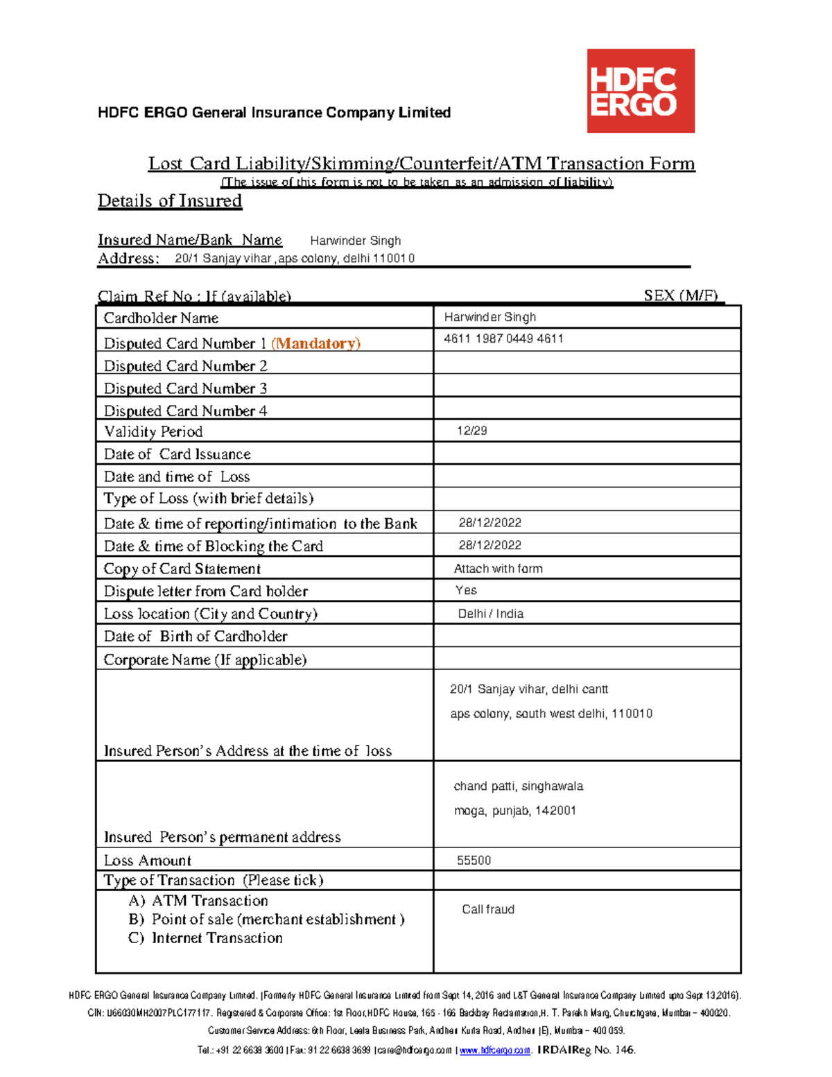 HDFC ERGO New claim form (1) HDFC ERGO General Insurance Company