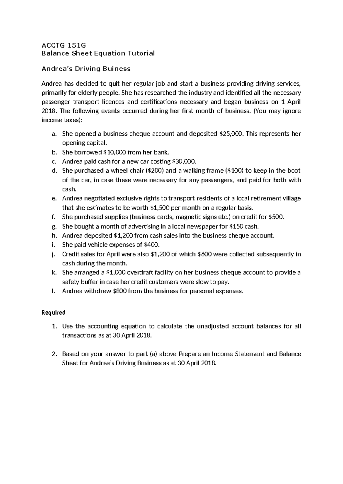 Tutorial 8 Key Concepts and Review Questions ACCTG 151G Balance