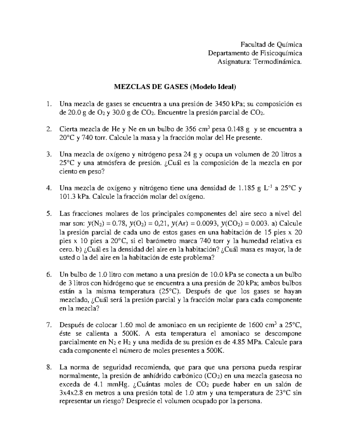 3B Mezcla DE Gases Para Moodle - Facultad De Química Departamento De ...