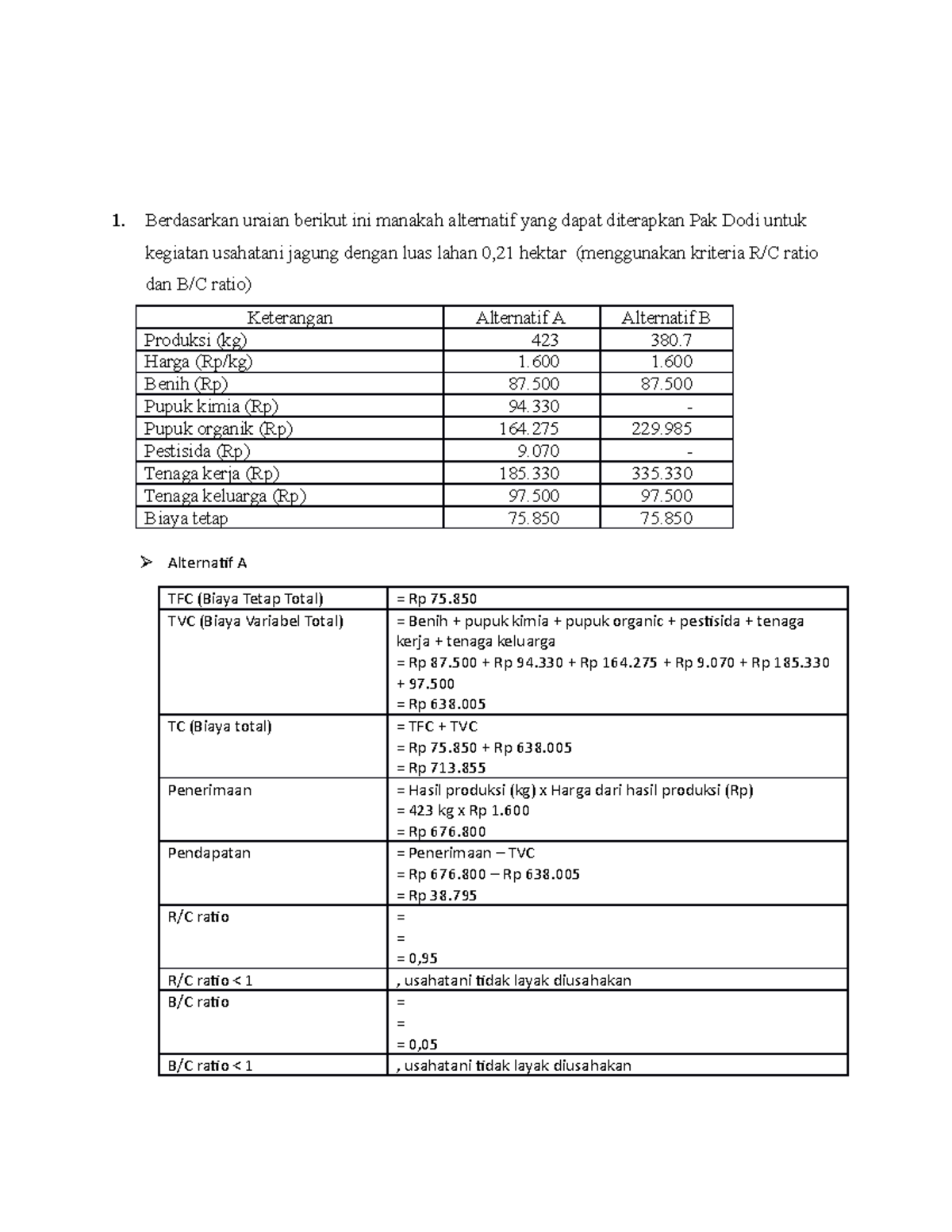 Analisis Biaya Usaha Tani - Berdasarkan Uraian Berikut Ini Manakah ...