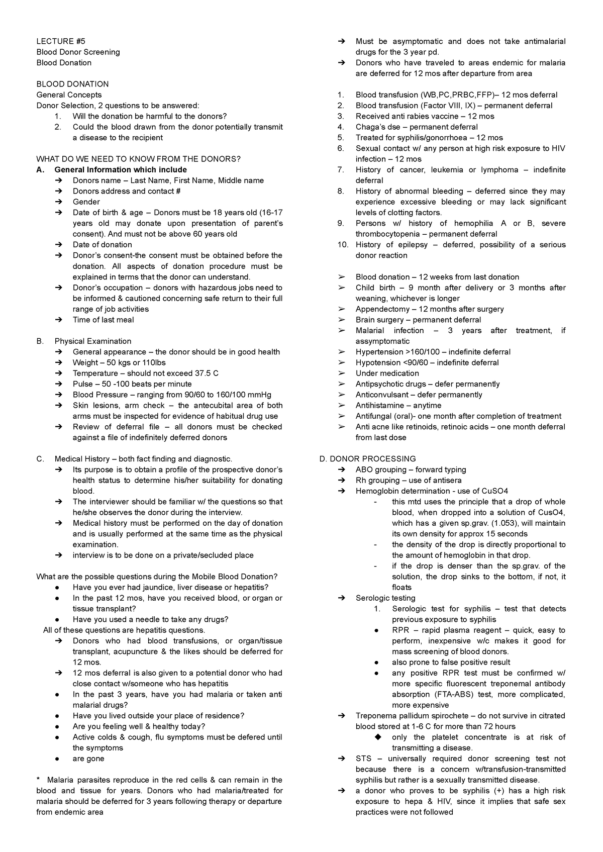 Lecture 5 bb-1 - blood banking reviewer - LECTURE Blood Donor Screening ...