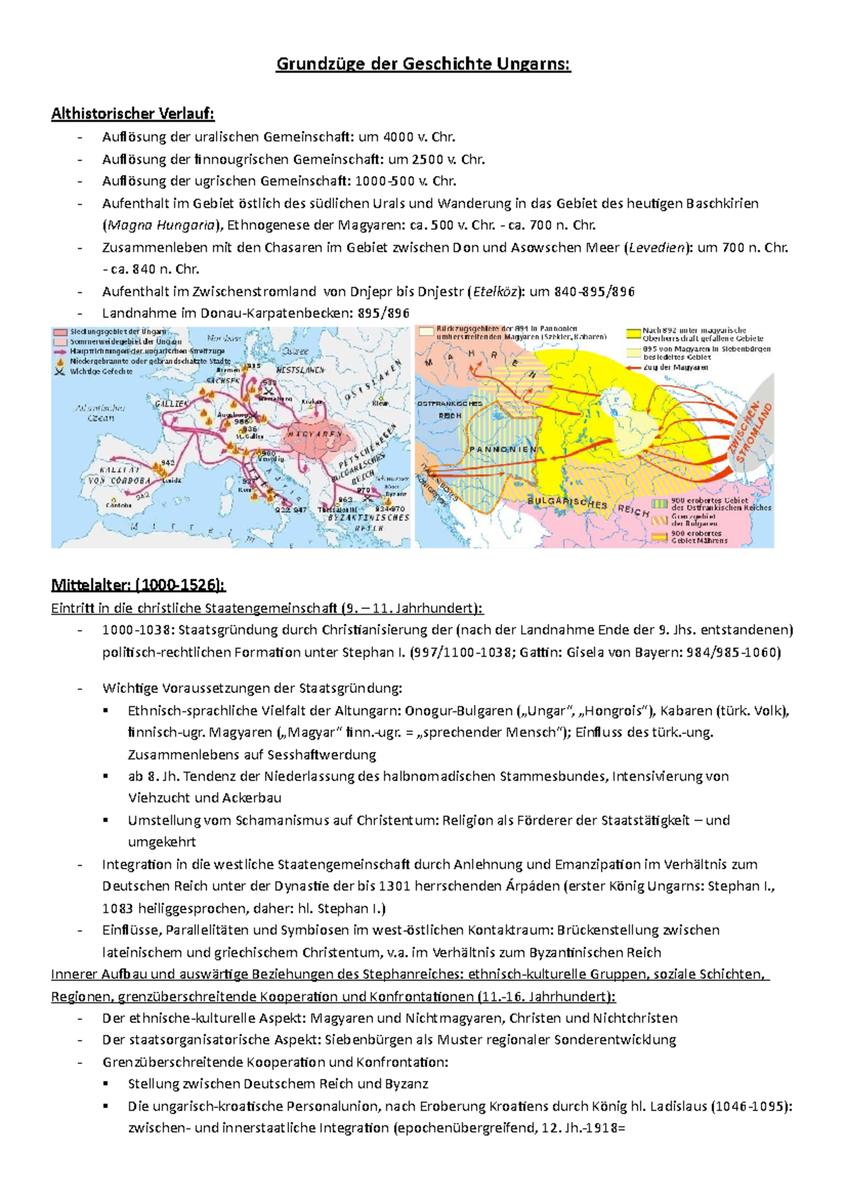 Zusammenfassung - Grundzüge der Geschichte Ungarns: Althistorischer ...