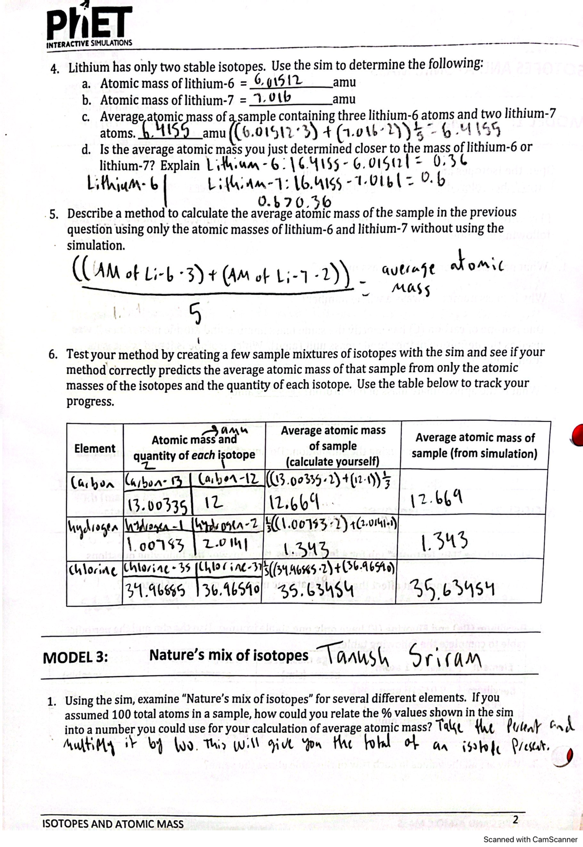 PHET Isotopes Worksheet - CH4000 - Studocu