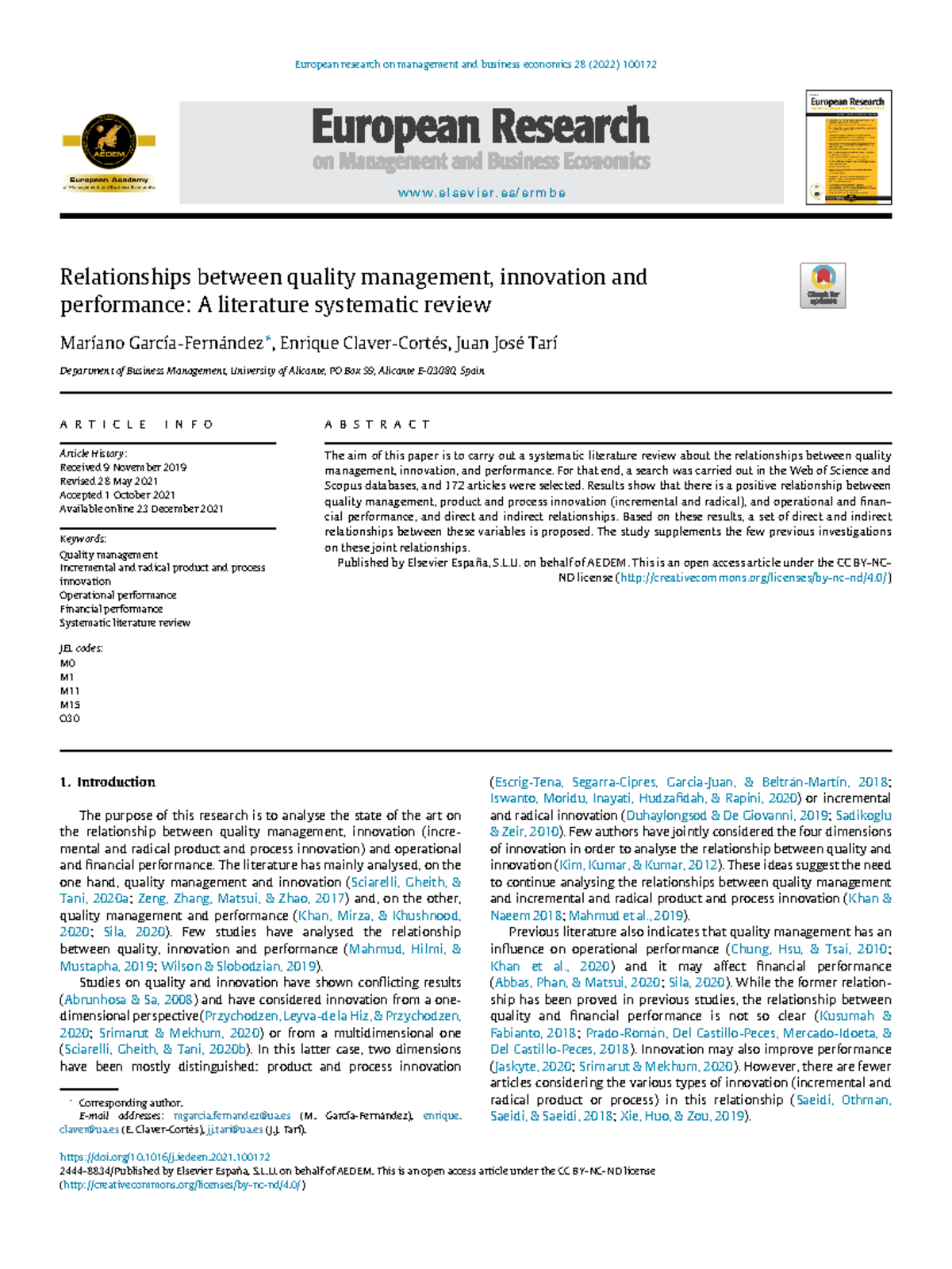 (Report + Article) OPM530 - Relationships between quality management ...