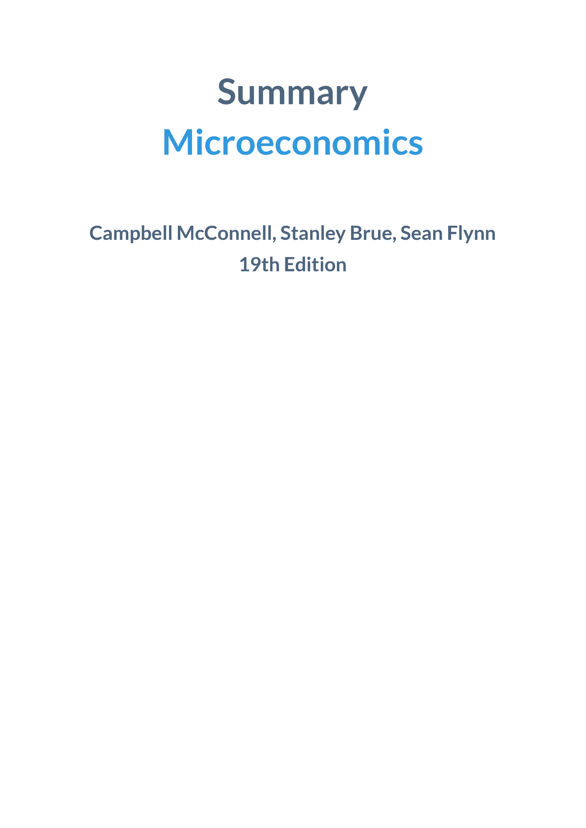 Summary ISE Economics, McConnell, Brue & Flynn, 21st Edition, Chapter 1, 2,  3 & 4 (English) - Economics - Stuvia US