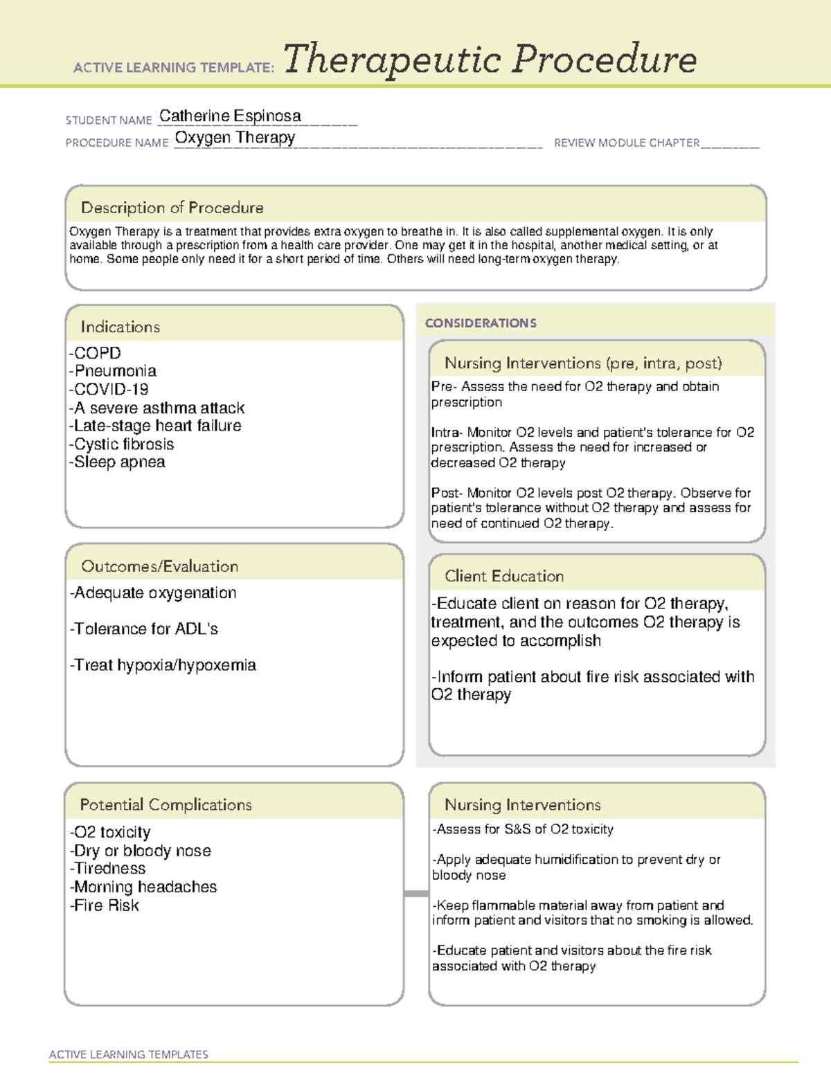 Active Learning Template Oxygen Therapy