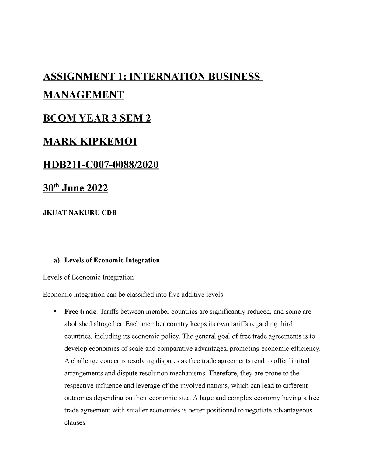 international business assignment mba