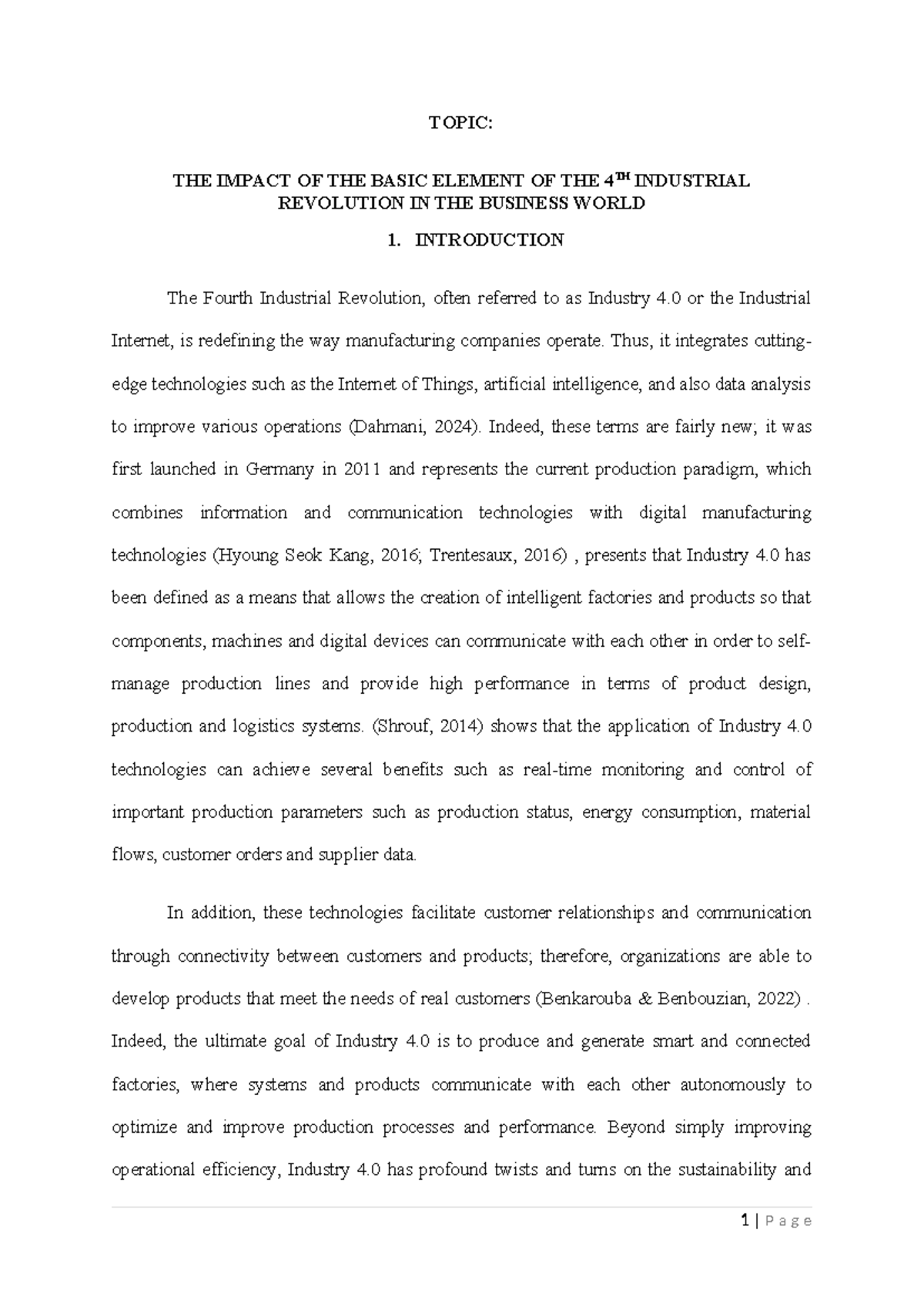 Impact of the Basic Element of the 4th Industrial Revolution in the ...