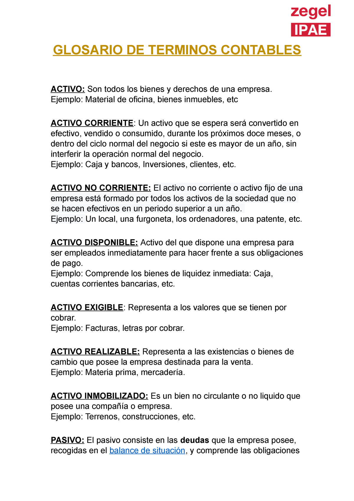 Glosario De Terminos Contables Glosario De Terminos Contables Activo Son Todos Los Bienes Y 3830