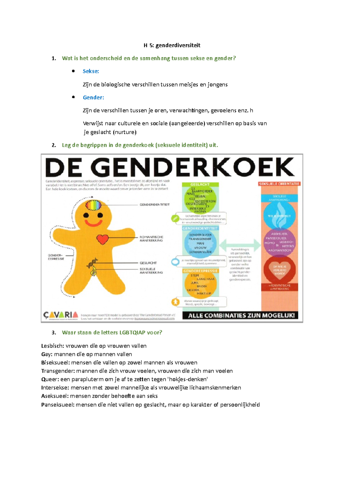 H5 genderdiversiteit - Samenvatting - H 5: genderdiversiteit 1. Wat is ...