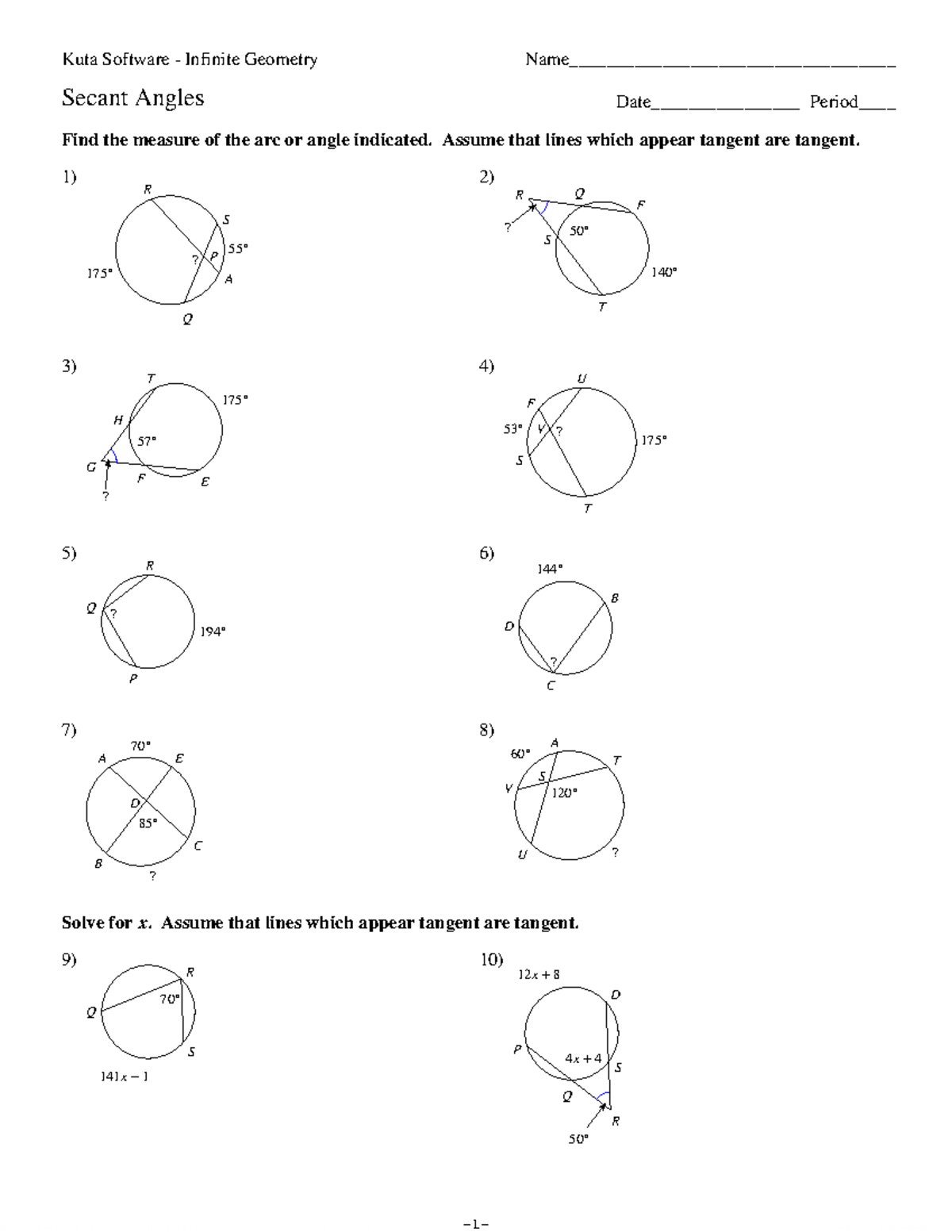 Aiden Marcelin - Secant-Angles Worksheet - ©y Q 2 l 0 n 1 i 1 j XKUuct ...