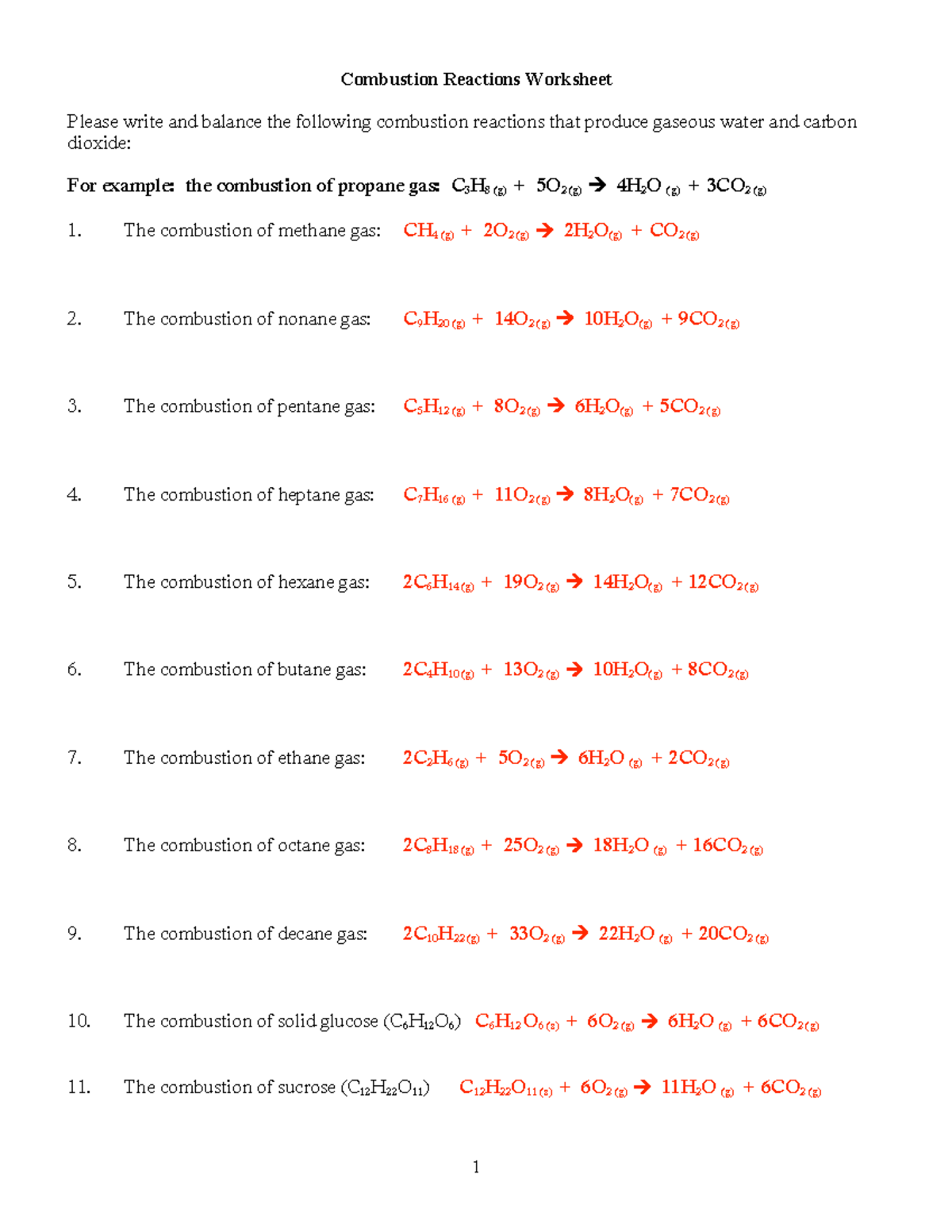 240 more combustion worksheets - Combustion Reactions Worksheet Please  write and balance the - Studocu