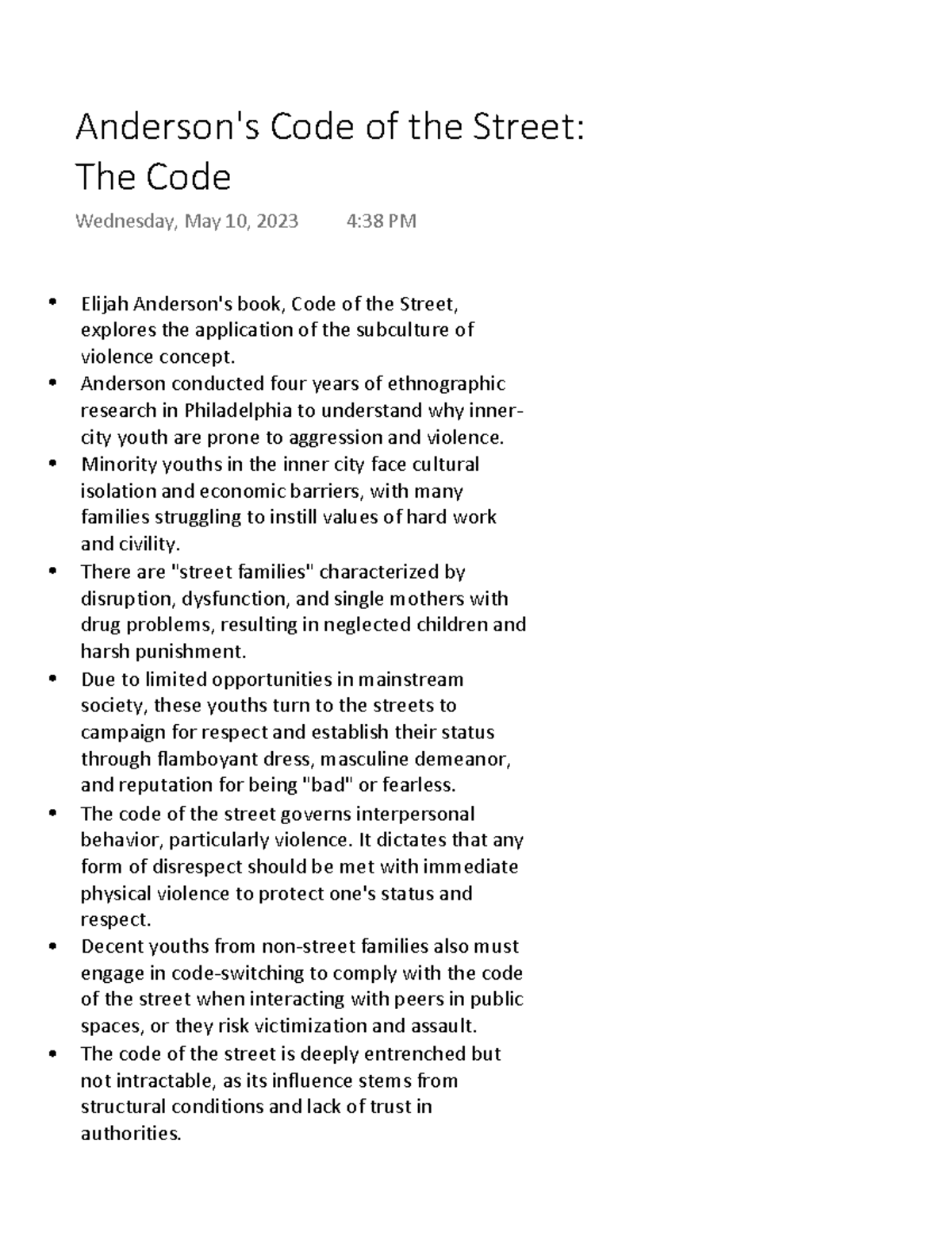 Anderson's Code of the Street The Code - Elijah Anderson's book, Code ...