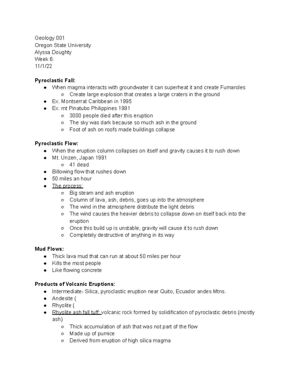 Geology week 6 notes week 6 Geology 001 Oregon State University