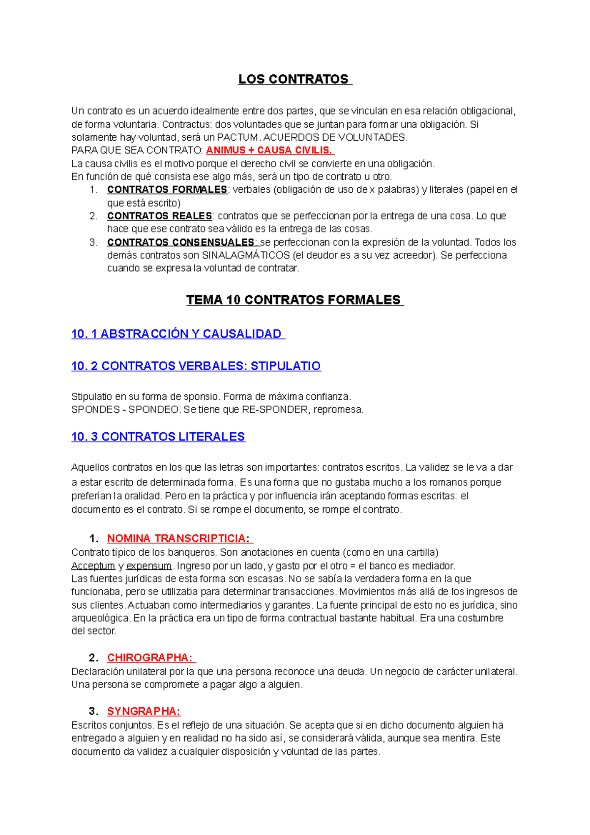 Temas 10-13 - Apuntes 10-13 Derecho Romano - LOS CONTRATOS Un Contrato ...