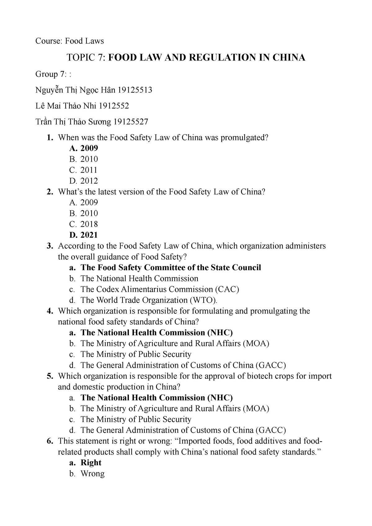 group-7-questions-food-law-course-food-laws-topic-7-food-law-and