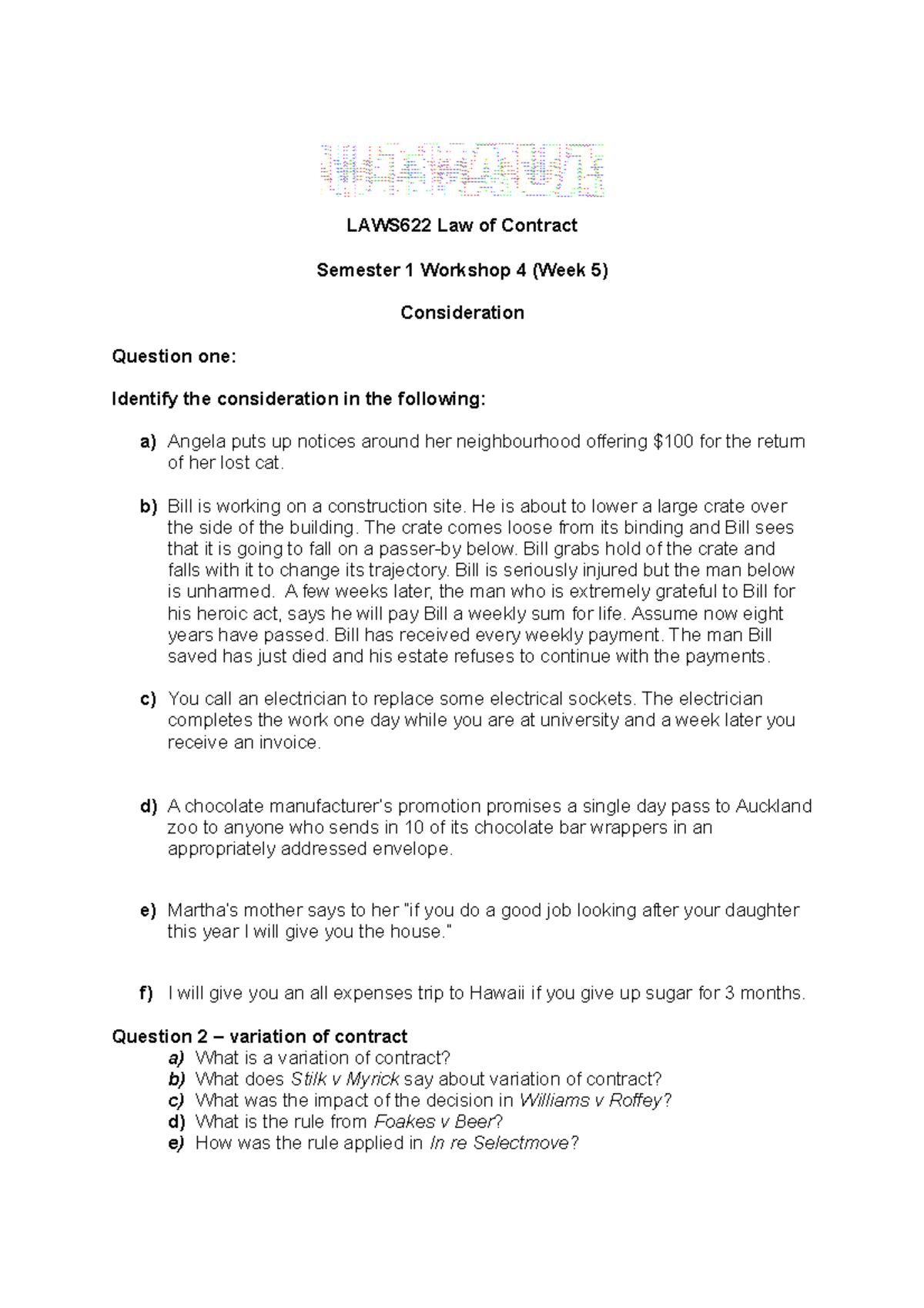 consideration contract law assignment