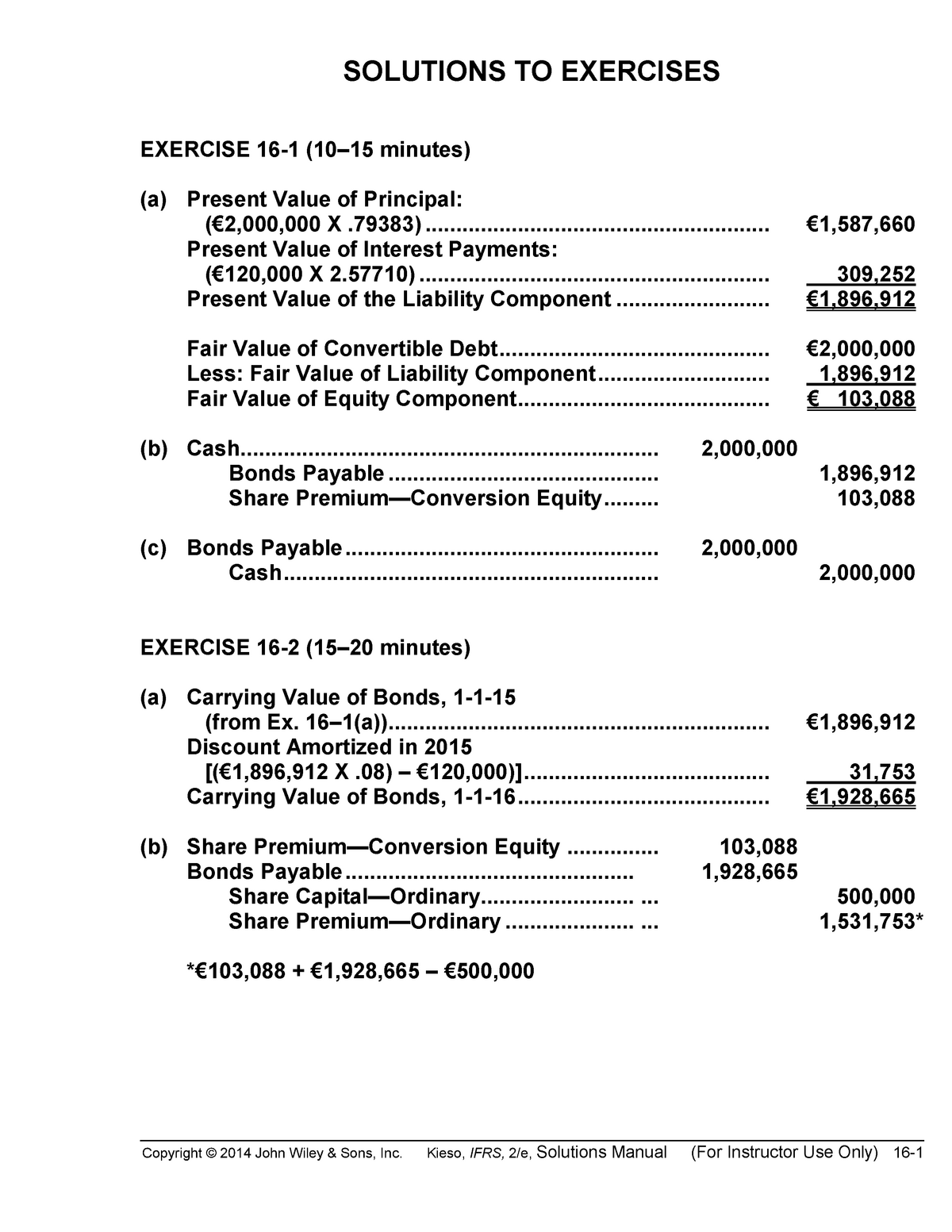 Answers-CH16 Intermediate Accounting Solutions - SOLUTIONS TO EXERCISES ...