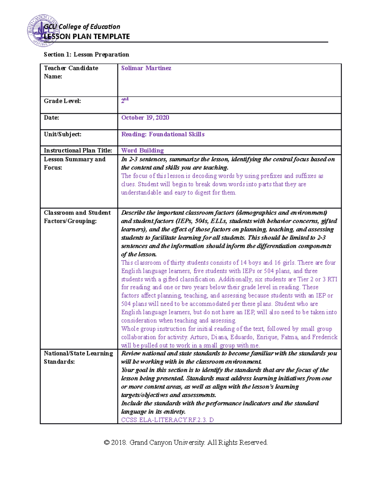 Elm 210 Benchmark Cresting A Standards Based Lesson Plan Gcu College Of Education Lesson Plan 8613