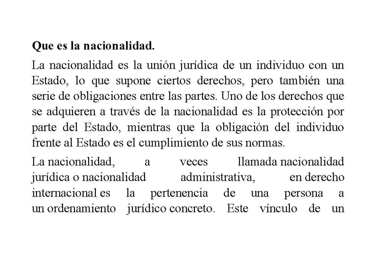 Que Es La Nacionalidad En Derecho www.studocu.com