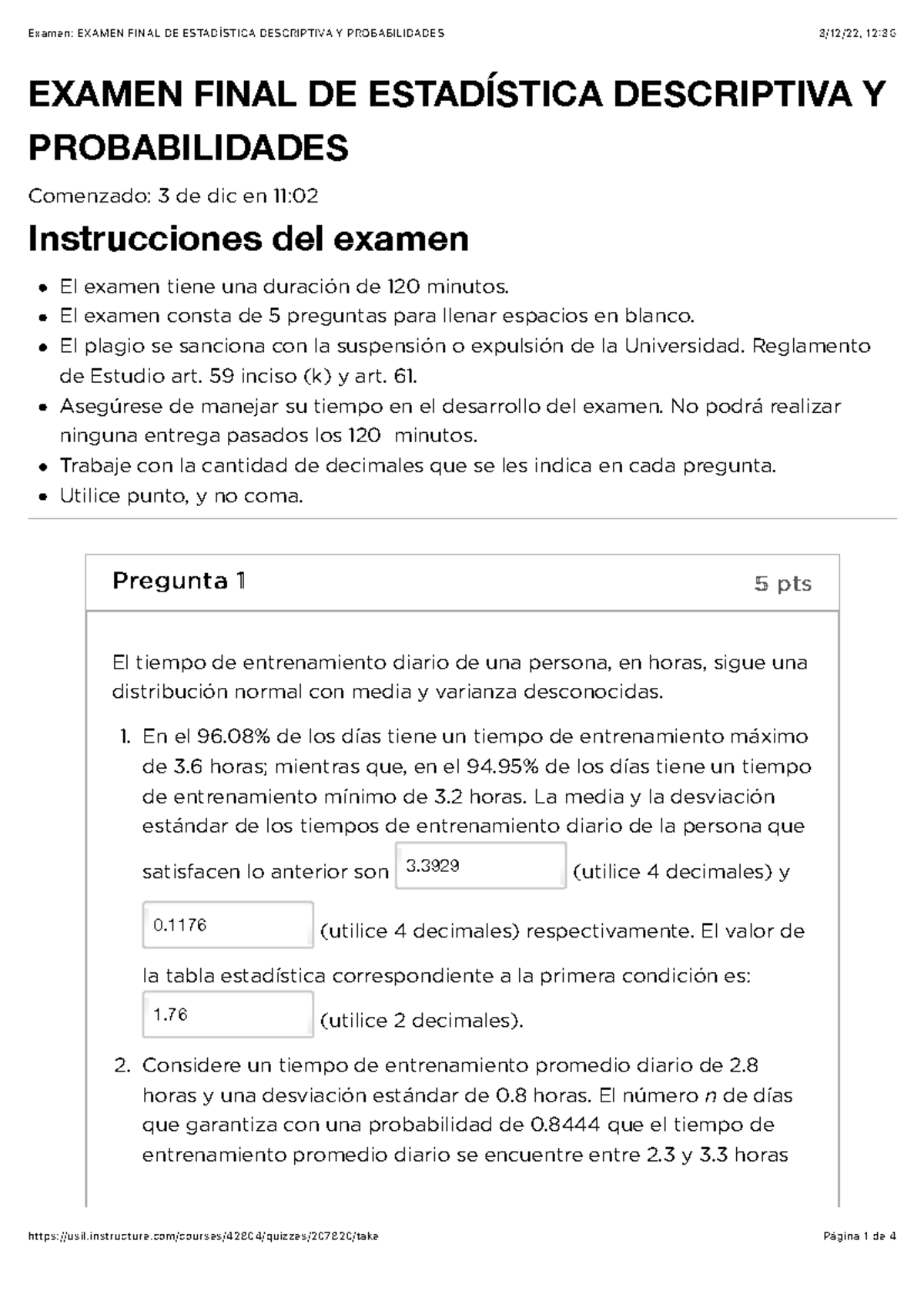 Examen Examen Final DE Estadistica Descriptiva Y Probabilidades ...