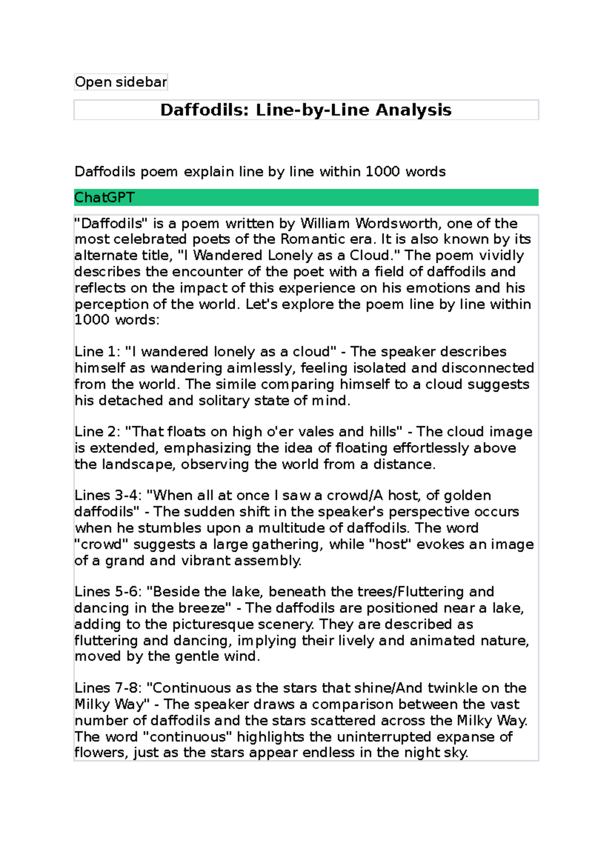 Document It is good to understand Open sidebar Daffodils Lineby