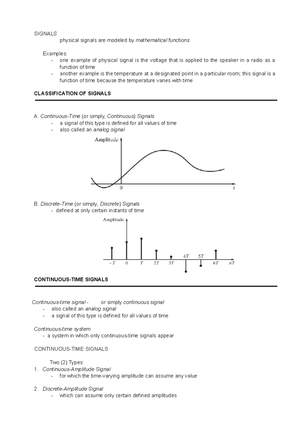 Electronics Signals, Spectra and Signal - SIGNALS physical signals are ...