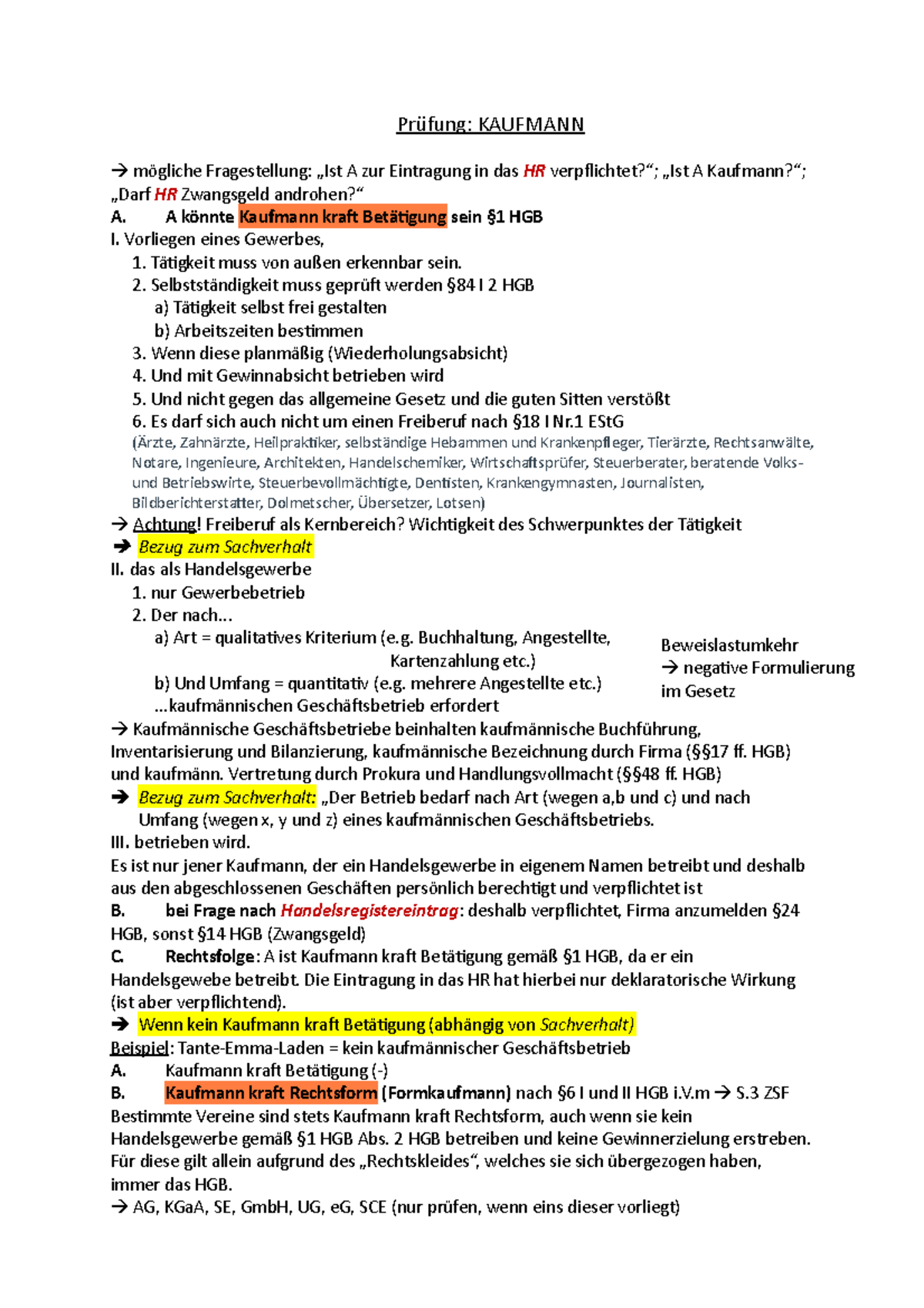Verstehen Von Sachverhalten Und Informationen Schema zur Prüfung von Sachverhalten - Prüfung: KAUFMANN mögliche