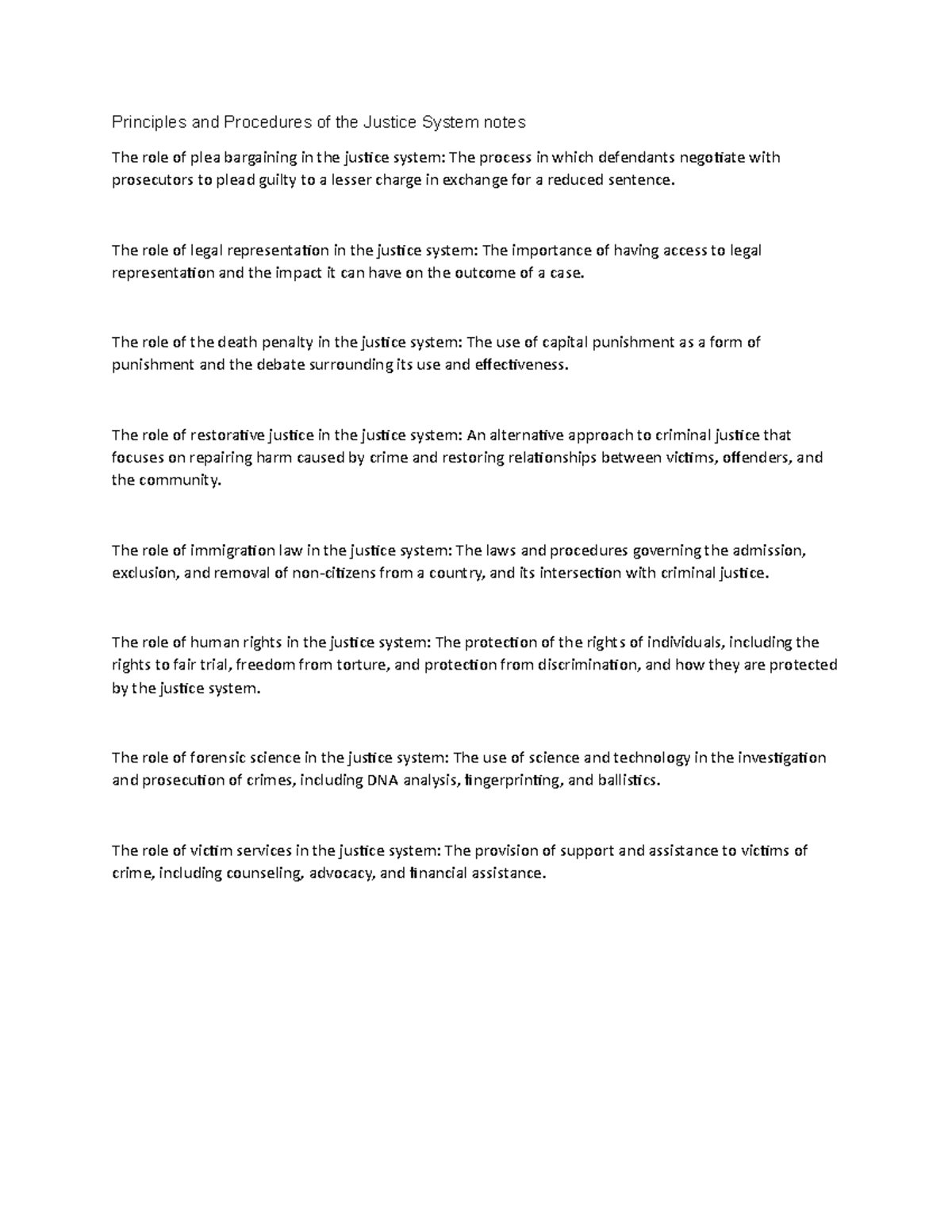 Principles And Procedures Of The Justice System Course Notes The Role Principles And Procedures Of The Justice System Course Notes The Role
