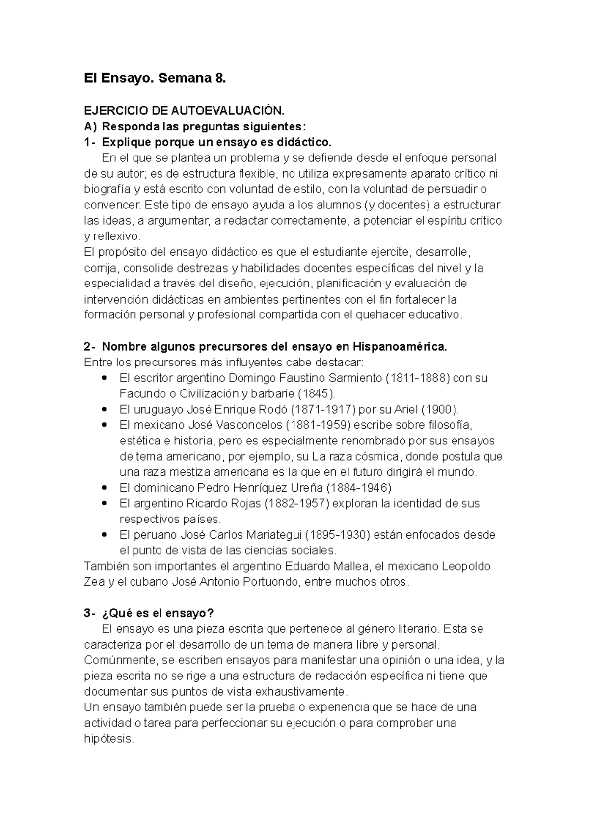 Ejercicio Sobre El Ensayo - El Ensayo. Semana 8. EJERCICIO DE ...