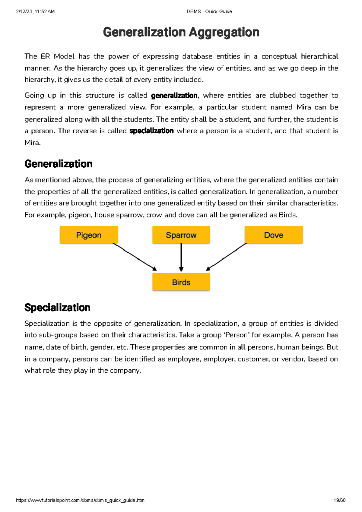 DBMS - Quick Guide-4 - Short Summary On DBMS Part 4 - Generalization ...