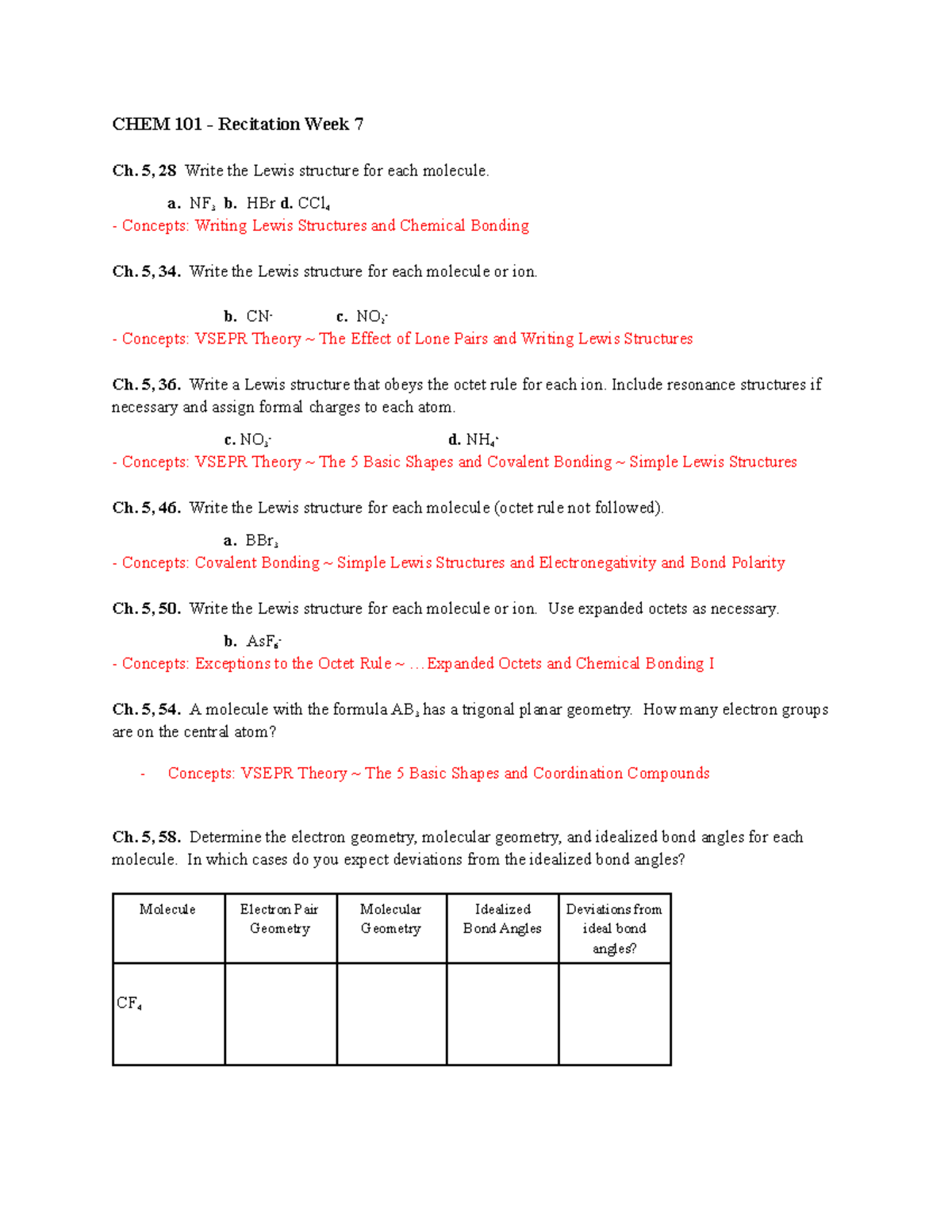Chem Pre-Recitation Week 7 - Google Docs - CHEM 101 - Recitation Week 7 ...