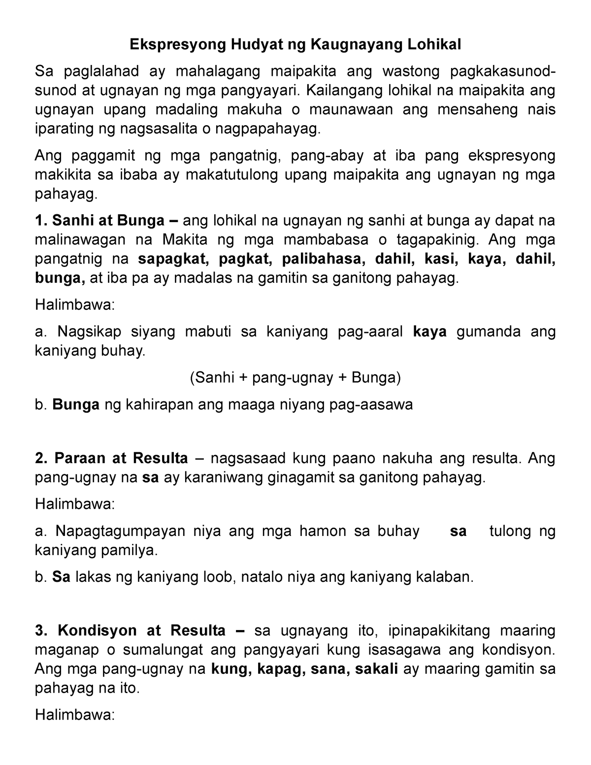 Ekspresyong Hudyat Ng Kaugnayang Lohikal Kailangang Lohikal Na Maipakita Ang Ugnayan Upang 9702