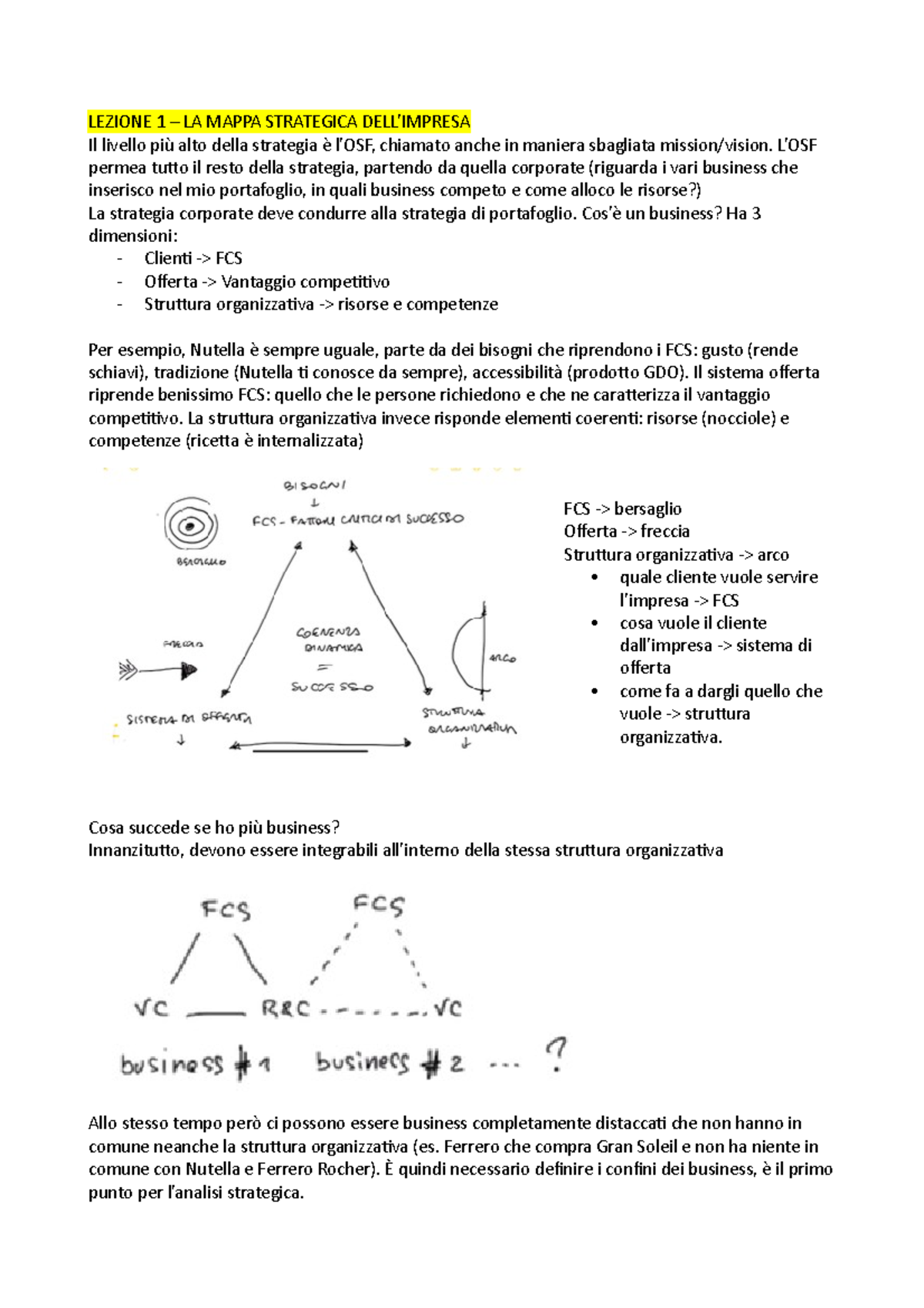 Riassunto Strategie - Riassunti - LEZIONE 1 – LA MAPPA STRATEGICA DELL ...